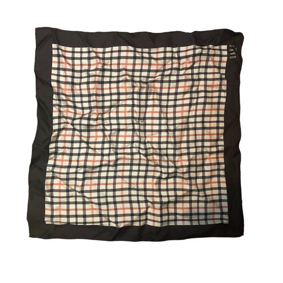 Daks London Plaid Handkerchief Neck Scarf Square Brown Tan - Picture 2 of 4